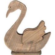 Clayre & Eef Beeld Zwaan 38x6x43 cm Bruin Hout