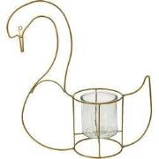 Clayre & Eef Theelichthouder Zwaan 33x13x41 cm Goudkleurig IJzer