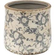 Clayre & Eef Bloempot Ø 14x14 cm Grijs Beige Keramiek Bloemen