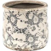 Clayre & Eef Bloempot Ø 12x12 cm Grijs Beige Keramiek Bloemen