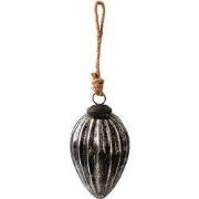 Clayre & Eef Kerstbal Ø 7 cm Zwart Zilverkleurig Glas