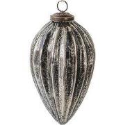 Clayre & Eef Kerstbal Ø 9 cm Zwart Zilverkleurig Glas