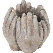 Clayre & Eef Bloempot 15x15x17 cm Beige Steen Handen