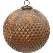 Clayre & Eef Kerstbal XL Ø 20 cm Bruin Glas