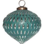 Clayre & Eef Kerstbal Ø 10 cm Groen Zilverkleurig Glas