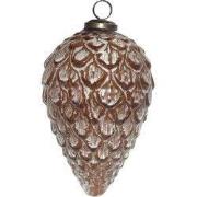 Clayre & Eef Kerstbal Ø 10 cm Bruin Wit Glas