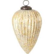 Clayre & Eef Kerstbal Ø 7 cm Wit Geel Glas