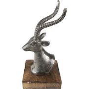 Clayre & Eef Beeld Hert 21 cm Zilverkleurig Aluminium