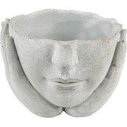 Clayre & Eef Bloempot Hoofd Ø 11x11 cm Grijs Steen