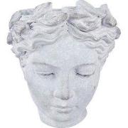 Clayre & Eef Bloempot Hoofd 17x21 cm Grijs Steen