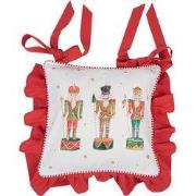 Clayre & Eef Kussenhoes Stoelkussen 40x40 cm Wit Rood Katoen Notenkrak...