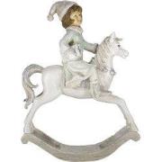Clayre & Eef Beeld Hobbelpaard 26 cm Beige Groen Kunststof