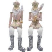Clayre & Eef Beeld Notenkraker 6x6x12/21 cm Roze Wit Kunststof
