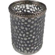 Clayre & Eef Theelichthouder Ø 9x10 cm Grijs Glas