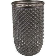 Clayre & Eef Theelichthouder Ø 10x17 cm Grijs Glas