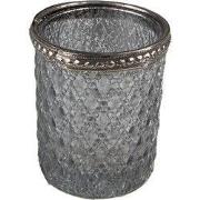 Clayre & Eef Theelichthouder Ø 6x6 cm Grijs Glas