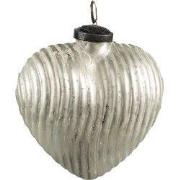 Clayre & Eef Kerstbal 7x4x8 cm Zilverkleurig Glas