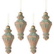 Clayre & Eef Kerstbal Set van 4 Ø 6 cm Koperkleurig Glas