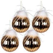 Clayre & Eef Kerstbal Set van 4 Ø 12 cm Goudkleurig Wit Glas