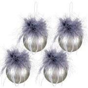 Clayre & Eef Kerstbal Set van 4 Ø 6 cm Grijs Glas