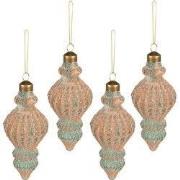 Clayre & Eef Kerstbal Set van 4 Koperkleurig Glas