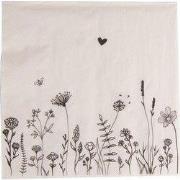 Clayre & Eef Servetten Papier Set van 20 Beige Papier Bloemen