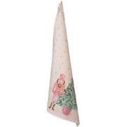 Clayre & Eef Theedoek 50x70 cm Beige Roze Katoen Notenkraker