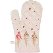 Clayre & Eef Ovenwant 18x30 cm Beige Roze Katoen IJsjes