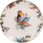 Clayre & Eef Ontbijtbord Ø 20 cm Wit Porselein Vogel