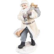 Clayre & Eef Beeld Kerstman 21 cm Beige Grijs Kunststof