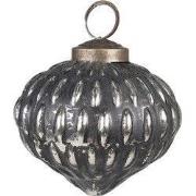 Clayre & Eef Kerstbal Ø 7 cm Zwart Zilverkleurig Glas