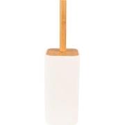 Clayre & Eef WC Borstel 9x9x34 cm Wit Bruin Keramiek