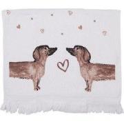 Clayre & Eef Gastendoekje 40x66 cm Beige Bruin Katoen Teckels