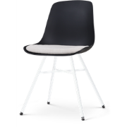 Noa-Liv eetkamerstoel zwart met beige zitkussen - wit onderstel