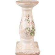 Clayre & Eef Kandelaar Ø 12x24 cm Roze Beige Keramiek Bloemen