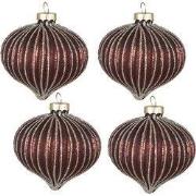 Clayre & Eef Kerstbal Set van 4 Ø 8 cm Rood Glas