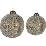 Clayre & Eef Kerstbal Set van 2 Ø 10 / Ø 8 cm Groen Glas