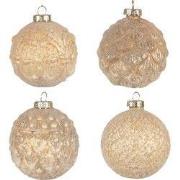 Clayre & Eef Kerstbal Set van 4 Ø 10 cm Geel Glas