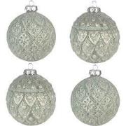 Clayre & Eef Kerstbal Set van 4 Ø 8 cm Groen Glas