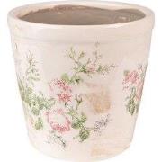 Clayre & Eef Bloempot Ø 17x16 cm Roze Beige Keramiek Bloemen
