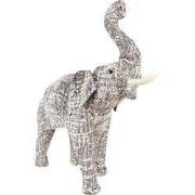 Clayre & Eef Beeld Olifant 32 cm Wit Zwart Papier