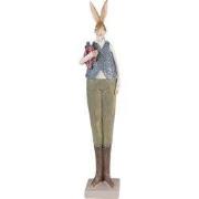 Clayre & Eef Beeld Konijn 6x5x36 cm Blauw Groen Polyresin