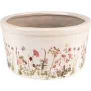 Clayre & Eef Bloempot Ø 19x10 cm Roze Beige Keramiek Bloemen