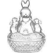 Clayre & Eef Glazen potje Konijn 12x9x17 cm Transparant Glas