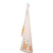 Clayre & Eef Theedoek 50x70 cm Beige Katoen Croissant en Koffie