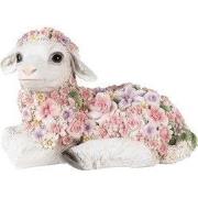 Clayre & Eef Beeld Schaap 25x13x16 cm Roze Polyresin Bloemen