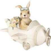 Clayre & Eef Beeld Konijn 15x11x12 cm Beige Bruin Polyresin