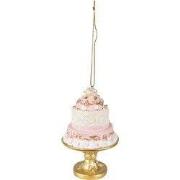Clayre & Eef Kersthanger Taart Ø 7x11 cm Roze Wit Polyresin