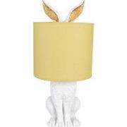 Clayre & Eef Tafellamp Konijn Ø 20x43 cm Wit Geel Polyresin