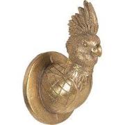 Clayre & Eef Wanddecoratie Vogel 9x9x15 cm Goudkleurig Polyresin